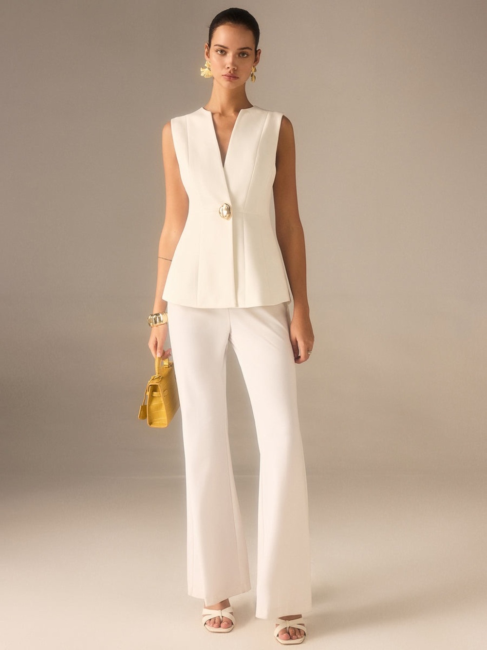 Commense Single Button V-Neck Vest - Picture 3 of 4